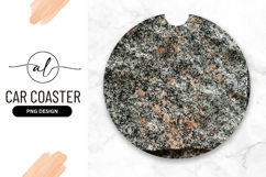 Granite Texture Round Car Coaster Png with Gray Black Product Image 1