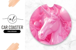 Pink Unicorn Head with Horn and Balloons in a Circular Product Image 1