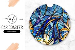 Stained Glass Floral Design in Blues Purples and Gold Product Image 1