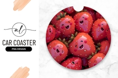 Cheerful Cartoon Strawberries with Smiling Faces and Green Product Image 1