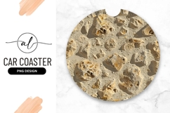 Beige and Brown Stone Texture in a Round Car Coaster Png Product Image 1