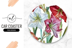 Amaryllis Flower Circle Round Car Coaster Png Product Image 1