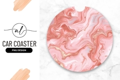 Pink and Rose Gold Swirls Round Car Coaster Png Product Image 1
