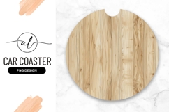 Round Wooden Car Coaster Png with Vertical Grain Texture Product Image 1