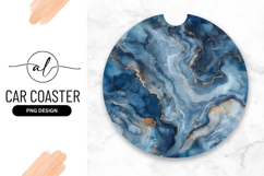 Abstract Blue and Gold Swirls Round Car Coaster Png Product Image 1