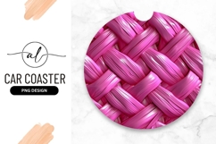 Pink Woven Texture Round Car Coaster Png Close Up Detail Product Image 1
