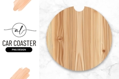 Round Car Coaster Png Wood Grain Texture Natural Light Brown Product Image 1