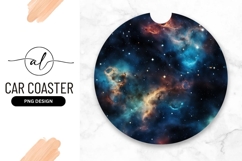 Colorful Space Nebula Round Car Coaster Png Product Image 1