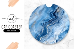 Blue and White Agate Style Round Car Coaster Png Product Image 1