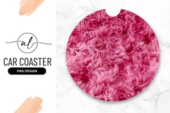 Pink Fluffy Fur Texture Round Car Coaster Product Image 1