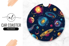 Colorful Cartoon Space Round Car Coaster Png Product Image 1