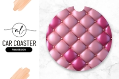 Pink Padded Leather Round Car Coaster Png Product Image 1