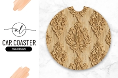 Carved Floral Pattern For Round Car Coaster Product Image 1