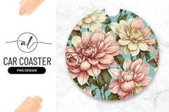 Floral Round Car Coaster Elegant Design Product Image 1