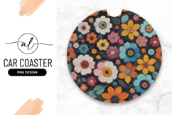 Colorful Floral Pattern Round Car Coaster Png Product Image 1