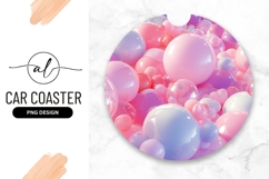 Pink And Purple Glossy Spheres Round Car Coaster Product Image 1