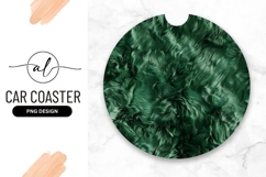 Green Abstract Furry Texture Round Car Coaster Product Image 1