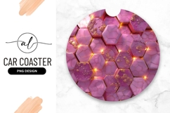 Pink Hexagon Texture Round Car Coaster Png Product Image 1