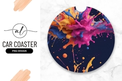 Colorful Paint Splatter Round Car Coaster Png Product Image 1