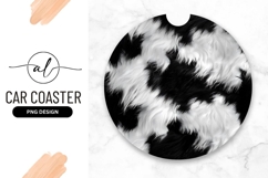 Black And White Furry Round Car Coaster Product Image 1