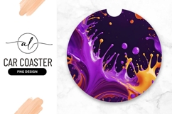 Vibrant Liquid Explosion Round Car Coaster Png Product Image 1