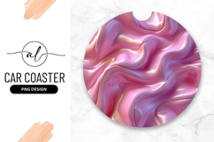 Pink Abstract Satin Fabric Round Car Coaster Png Product Image 1