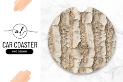 Birch Bark Circular Texture Round Car Coaster Png Product Image 1