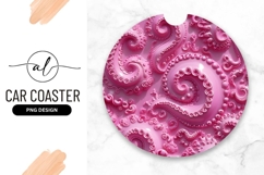 Pink Glossy Octopus Tentacles Round Car Coaster Png Product Image 1