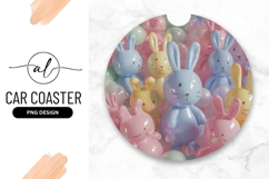 Pastel Bunny Toys For Round Car Coaster Product Image 1