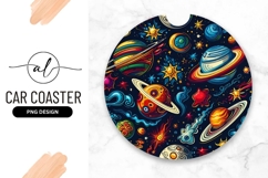 Colorful Planets And Stars Round Car Coaster Product Image 1