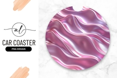 Pink Silky Wavy Abstract Round Car Coaster Png Product Image 1