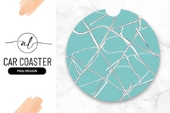 Teal Background With White Line Round Car Coaster Product Image 1
