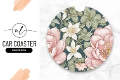 Elegant Floral Pattern Round Car Coaster Png Product Image 1