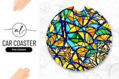 Abstract Stained Glass Pattern Round Car Coaster Product Image 1