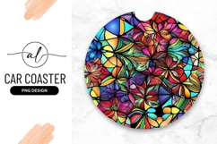 Colorful Abstract Floral Stained Glass Round Design Product Image 1