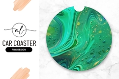 Green Liquid Abstract Circle Round Car Coaster Product Image 1
