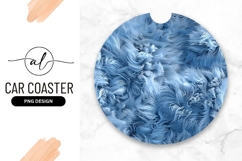Abstract Blue Furry Texture Round Car Coaster Png Product Image 1