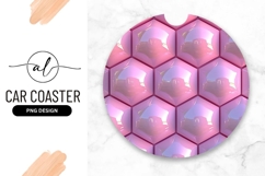Pink Hexagonal Pattern Round Car Coaster Png Product Image 1