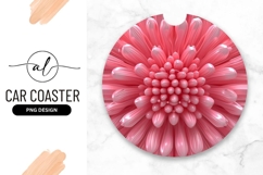 Pink Floral Round Car Coaster Png Product Image 1