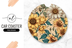 Sunflower And Lotus Botanical Illustration Round Design Product Image 1