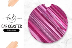 Pink Geometric Lines Round Car Coaster Png Product Image 1