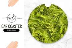 Abstract Green Furry Texture Round Car Coaster Product Image 1