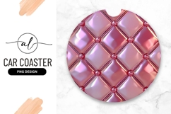 Pink Quilted Round Car Coaster Png Product Image 1