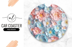 Pastel Flowers Round Car Coaster Png Design Product Image 1