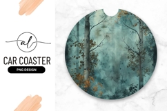 Teal Forest Round Car Coaster Png Design Product Image 1