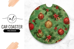 Vintage Christmas Ornaments And Pine Round Design Product Image 1