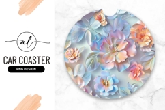 Pastel Flower Circle Round Car Coaster Png Product Image 1