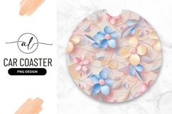 Floral Illustration Round Car Coaster Png Product Image 1