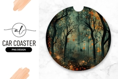Spooky Forest With Orange Splatter Round Design Product Image 1
