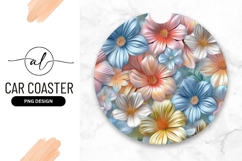 Round Car Coaster Floral Design Flowers Png Product Image 1